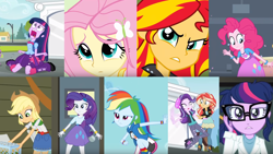 Size: 1528x864 | Tagged: safe, edit, screencap, applejack, fluttershy, pinkie pie, rainbow dash, rarity, sci-twi, starlight glimmer, sunset shimmer, twilight sparkle, equestria girls, equestria girls specials, g4, my little pony equestria girls, my little pony equestria girls: mirror magic, my little pony equestria girls: rainbow rocks, collage, humane five, humane seven, humane six