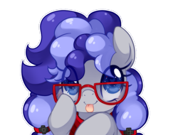 Size: 735x560 | Tagged: safe, artist:loyaldis, oc, oc only, oc:cinnabyte, earth pony, pony, adorkable, bandana, cheeky, cinnabetes, commission, cute, dork, female, glasses, heart eyes, icon, mare, meganekko, simple background, solo, tongue out, transparent background, white outline, wingding eyes, your character here