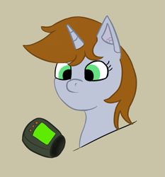 Size: 779x835 | Tagged: safe, artist:ilovepuk:3, oc, oc only, oc:littlepip, pony, unicorn, fallout equestria, fanfic, fanfic art, female, horn, mare, pipbuck, simple background, solo