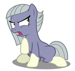 Size: 3223x3058 | Tagged: safe, artist:mundschenk85, edit, editor:slayerbvc, vector edit, limestone pie, earth pony, pony, g4, coat markings, female, high res, mare, open mouth, ponies wearing sunburst's socks, raised hoof, show accurate, simple background, sitting, socks (coat markings), solo, transparent background, tsundere, vector