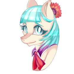 Size: 2000x2000 | Tagged: safe, artist:sakimiaji, coco pommel, pony, g4, bust, female, high res, portrait, simple background, smiling, solo, transparent background