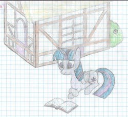 Size: 4145x3803 | Tagged: safe, artist:solder point, twilight sparkle, alicorn, pony, g4, book, colored, crossed arms, female, graph paper, house, lying down, outdoors, ponyville, reading, solo, traditional art, twilight sparkle (alicorn)