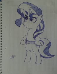 Size: 1848x2398 | Tagged: safe, sunset shimmer, pony, g4, bag, drawing, female, graph paper, saddle bag, solo, traditional art