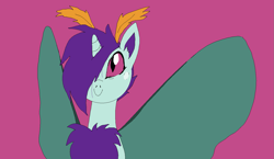 Size: 1423x826 | Tagged: safe, artist:buttercupsaiyan, oc, oc only, oc:pupa, insect, luna moth, moth, mothpony, original species, 1000 hours in ms paint, cute, female, filly, ms paint, pixel art, pupa, smiling, solo, wings, young