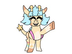 Size: 1032x774 | Tagged: safe, artist:circusfreak, oc, oc only, oc:olivia (rigbythememe), earth pony, pony, backpack, eyes closed, female, front view, simple background, smiling, solo, stars, transparent background