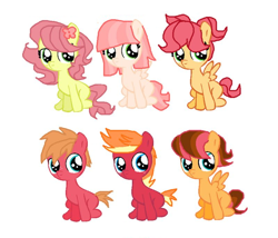 Size: 800x686 | Tagged: safe, artist:soarindash10, oc, oc only, earth pony, pegasus, pony, big eyes, brothers, brothers and sisters, earth pony oc, female, flower, foal, freckles, male, next generation, offspring, parent:big macintosh, parent:fluttershy, parents:fluttermac, pegasus oc, siblings, simple background, sister, sitting, small wings, white background, wings