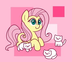 Size: 998x864 | Tagged: safe, artist:handgunboi, fluttershy, cat, pegasus, pony, g4, cute, daaaaaaaaaaaw, female, lying down, mare, prone, shyabetes, simple background, smiling, solo