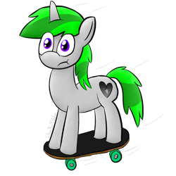 Size: 1280x1280 | Tagged: safe, artist:silvatwiliqular, oc, oc only, oc:silvaspark, pony, unicorn, male, simple background, skateboard, solo, stallion, transparent background