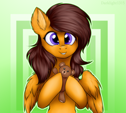 Size: 2989x2691 | Tagged: safe, artist:darklight1315, oc, oc only, oc:ember hope, pegasus, pony, high res, solo, teddy bear