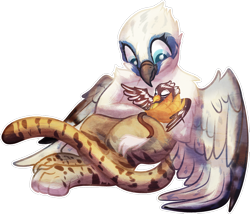 Size: 1024x878 | Tagged: safe, artist:tiothebeetle, oc, oc only, griffon, cradling, female, floppy wings, newborn, simple background, smiling, transparent background