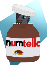 Size: 1511x2048 | Tagged: safe, artist:dyonys, oc, oc only, oc:tanner, pegasus, pony, food, jar, male, nutella, satisfied, smiling, solo, stallion