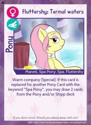 Size: 640x884 | Tagged: safe, artist:asajiopie01, fluttershy, pegasus, pony, twilight sparkle's secret shipfic folder, g4, bath, spa pony, spa pony fluttershy, text, trading card