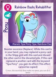 Size: 640x884 | Tagged: safe, artist:asajiopie01, rainbow dash, pegasus, pony, twilight sparkle's secret shipfic folder, g4, spa pony, spa pony rainbow dash, text, trading card