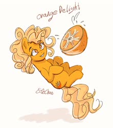Size: 1807x2048 | Tagged: safe, artist:katakiuchi4u, oc, oc:orange delight, earth pony, pony, food, monochrome, orange, shadow