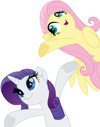 Size: 3500x4446 | Tagged: safe, artist:cloudy glow, fluttershy, rarity, pegasus, pony, unicorn, g4, my little pony: the movie, cute, duo, female, frog (hoof), movie accurate, raribetes, shyabetes, simple background, transparent background, underhoof, vector
