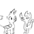 Size: 731x736 | Tagged: safe, artist:tjpones, gallus, smolder, dragon, griffon, g4, duo, female, male, monochrome, simple background, white background