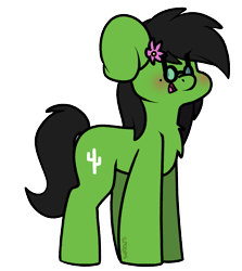 Size: 1151x1288 | Tagged: safe, artist:spoopygander, oc, oc only, oc:prickly pears, flower, flower in hair, glasses, mole, simple background, transparent background