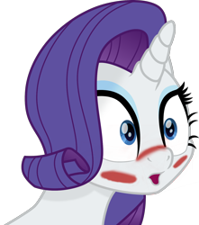 Size: 1666x1888 | Tagged: safe, artist:cloudy glow, edit, editor:rain sunburst, vector edit, rarity, pony, unicorn, g4, blushing, bust, eyeshadow, female, makeup, mare, movie accurate, o-face, simple background, solo, transparent background, vector, wide eyes