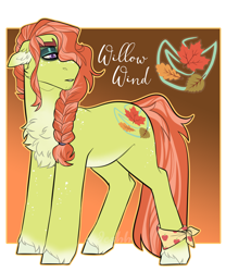Size: 2500x3000 | Tagged: safe, artist:jeshh, oc, oc only, oc:willow wind, earth pony, pony, high res, magical lesbian spawn, male, offspring, parent:applejack, parent:tree hugger, parents:treejack, solo, stallion