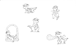 Size: 2338x1654 | Tagged: safe, artist:tarkan809, whimsey weatherbe, dragon, poses, sketch, sketch dump