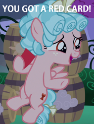 Size: 544x716 | Tagged: safe, edit, edited screencap, screencap, cozy glow, pegasus, pony, g4, the summer sun setback, cropped, female, filly, foal, meme, red card, solo