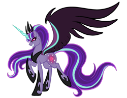 Size: 2854x2214 | Tagged: safe, artist:melspyrose, starlight glimmer, alicorn, pony, g4, alicornified, alternate timeline, antagonist, cutie mark theft, evil, evil smile, female, grin, high res, looking at you, mare, midnight glimmer, midnight-ified, race swap, simple background, smiling, smiling at you, solo, spread wings, standing on two hooves, starlicorn, this will end in communism, transparent background, twilight's cutie mark, wings, xk-class end-of-the-world scenario