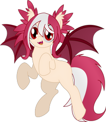 Size: 2148x2467 | Tagged: safe, artist:soulakai41, oc, oc only, oc:ruby skies, bat pony, pony, female, high res, mare, open mouth, simple background, solo, spread wings, transparent background, wings