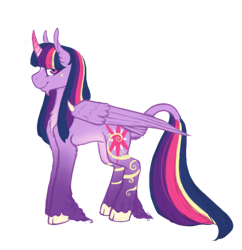Size: 716x740 | Tagged: safe, artist:ask-pinkie-polkadot-pie, twilight sparkle, alicorn, pony, tumblr:ask-pinkie-polkadot-pie, g4, alternate design, colored hooves, curved horn, female, horn, simple background, solo, transparent background, twilight sparkle (alicorn), unshorn fetlocks