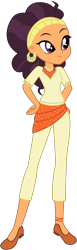Size: 1066x3445 | Tagged: safe, artist:lhenao, artist:selenaede, saffron masala, equestria girls, bandana, base used, clothes, ear piercing, earring, equestria girls-ified, female, flats, headband, jewelry, pants, piercing, shirt, shoes, simple background, solo, t-shirt, transparent background