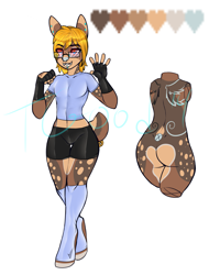 Size: 2185x2880 | Tagged: safe, artist:-censored-, oc, oc only, anthro, unguligrade anthro, base used, clothes, ear piercing, glasses, high res, leg warmers, male, piercing, reference sheet, tattoo