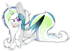 Size: 2952x2115 | Tagged: safe, artist:chazmazda, oc, oc only, alicorn, pony, alicorn oc, colored, commission, commissions open, countershading, female, flat colors, full body, fusion, high res, horn, long tail, outline, simple background, solo, tail, tongue out, transparent background, white outline