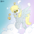 Size: 3500x3500 | Tagged: safe, alternate version, artist:fluffyxai, derpy hooves, pegasus, pony, g4, blushing, chest fluff, cloud, cute, derpabetes, ear fluff, envelope, eye clipping through hair, female, flying, food, high res, leg fluff, letter, mare, muffin, open mouth, solo, spread wings, wings