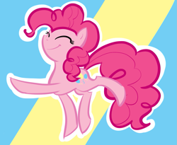 Size: 1083x889 | Tagged: safe, artist:otkurzacz, pinkie pie, earth pony, pony, g4, ^^, abstract background, cute, diapinkes, extended trot pose, eyes closed, female, mare, outline, smiling, solo