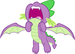Size: 7839x5644 | Tagged: safe, artist:memnoch, spike, dragon, g4, the ending of the end, male, open mouth, simple background, solo, spread wings, transparent background, vector, winged spike, wings
