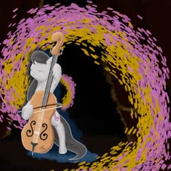 Size: 1024x1024 | Tagged: safe, artist:tunrae, octavia melody, earth pony, pony, g4, abstract, bow (instrument), cello, eyes closed, female, music, musical instrument, solo, standing