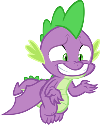 Size: 4754x5901 | Tagged: safe, artist:memnoch, spike, dragon, dragon dropped, g4, flying, male, sheepish grin, simple background, solo, transparent background, vector, winged spike, wings