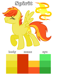 Size: 1064x1432 | Tagged: safe, artist:soarindash10, oc, oc only, pegasus, pony, color palette, cutie mark, eyes closed, next generation, offspring, parent:rapidfire, parent:spitfire, parents:rapidspit, pegasus oc, simple background, solo, wings