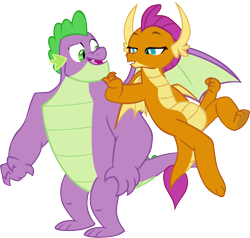 Size: 6571x6266 | Tagged: safe, artist:memnoch, edit, smolder, spike, dragon, g4, the last problem, dragoness, female, gigachad spike, male, older, older smolder, older spike, ship:spolder, shipping, simple background, straight, transparent background, vector, winged spike, wings
