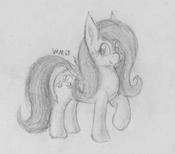 Size: 2352x2075 | Tagged: safe, artist:wapamario63, fluttershy, pegasus, pony, g4, cute, female, high res, mare, monochrome, solo, traditional art