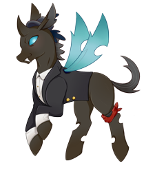 Size: 900x1000 | Tagged: safe, artist:guiltyp, oc, oc only, changeling, clothes, dapper, hat, simple background, solo, suit, transparent background