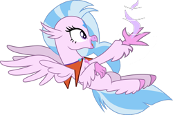 Size: 1280x856 | Tagged: safe, artist:cloudy glow, edit, vector edit, silverstream, g4, aang, avatar silverstream, avatar the last airbender, cute, diastreamies, female, flying, happy, simple background, solo, transparent background, vector, wind