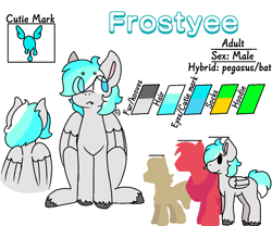 Size: 1200x1000 | Tagged: safe, artist:cherry jam, oc, oc only, oc:frostyee, hybrid, pegasus, pony, cute, fangs, looking away, male, reference sheet, solo, stallion