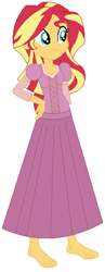 Size: 224x576 | Tagged: safe, artist:hubfanlover678, artist:selenaede, sunset shimmer, equestria girls, g4, barefoot, clothes, dress, feet, rapunzel, tangled (disney)