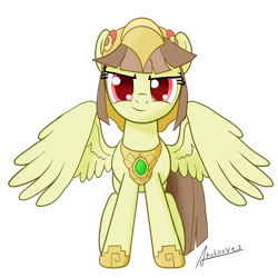 Size: 1024x1024 | Tagged: safe, artist:archooves, oc, oc only, oc:tailcoatl, pegasus, pony, aztec, female, front view, helmet, mexican, mexico, nation ponies, ponified, simple background, solo, transparent background, wings