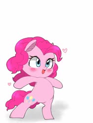 Size: 768x1024 | Tagged: safe, artist:destroyer_aky, pinkie pie, earth pony, pony, g4, bipedal, blushing, chibi, cute, diapinkes, female, heart, mare, simple background, solo, white background