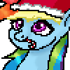 Size: 100x100 | Tagged: safe, artist:omniscientx, rainbow dash, pegasus, pony, g4, animated, blinking, candy, candy cane, female, food, gif, hat, mare, mouth hold, pixel art, simple background, solo, transparent background