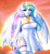Size: 1459x1600 | Tagged: safe, alternate version, artist:twistedscarlett60, princess celestia, alicorn, anthro, g4, beautisexy, breasts, busty princess celestia, clothes, crown, dress, eyebrows, eyebrows visible through hair, eyeshadow, female, friendship with benefits, jewelry, lingerie, looking at you, makeup, mare, pink eyeshadow, regalia, sexy, side slit, smiling, smiling at you, solo, stupid sexy celestia, sunrise, total sideslit