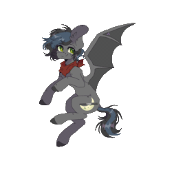 Size: 1000x1000 | Tagged: safe, artist:rymdsten, oc, oc:notde, bat pony, pony, animated, bat pony oc, bat wings, colored hooves, cute, flapping, gif, simple background, solo, transparent background, wings