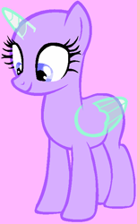 Size: 420x687 | Tagged: safe, artist:saramanda101, oc, alicorn, pony, alicorn oc, base, eyelashes, horn, simple background, smiling, solo, wings