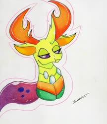 Size: 2454x2837 | Tagged: safe, artist:luxiwind, thorax, changedling, changeling, g4, bust, high res, king thorax, male, portrait, solo, traditional art